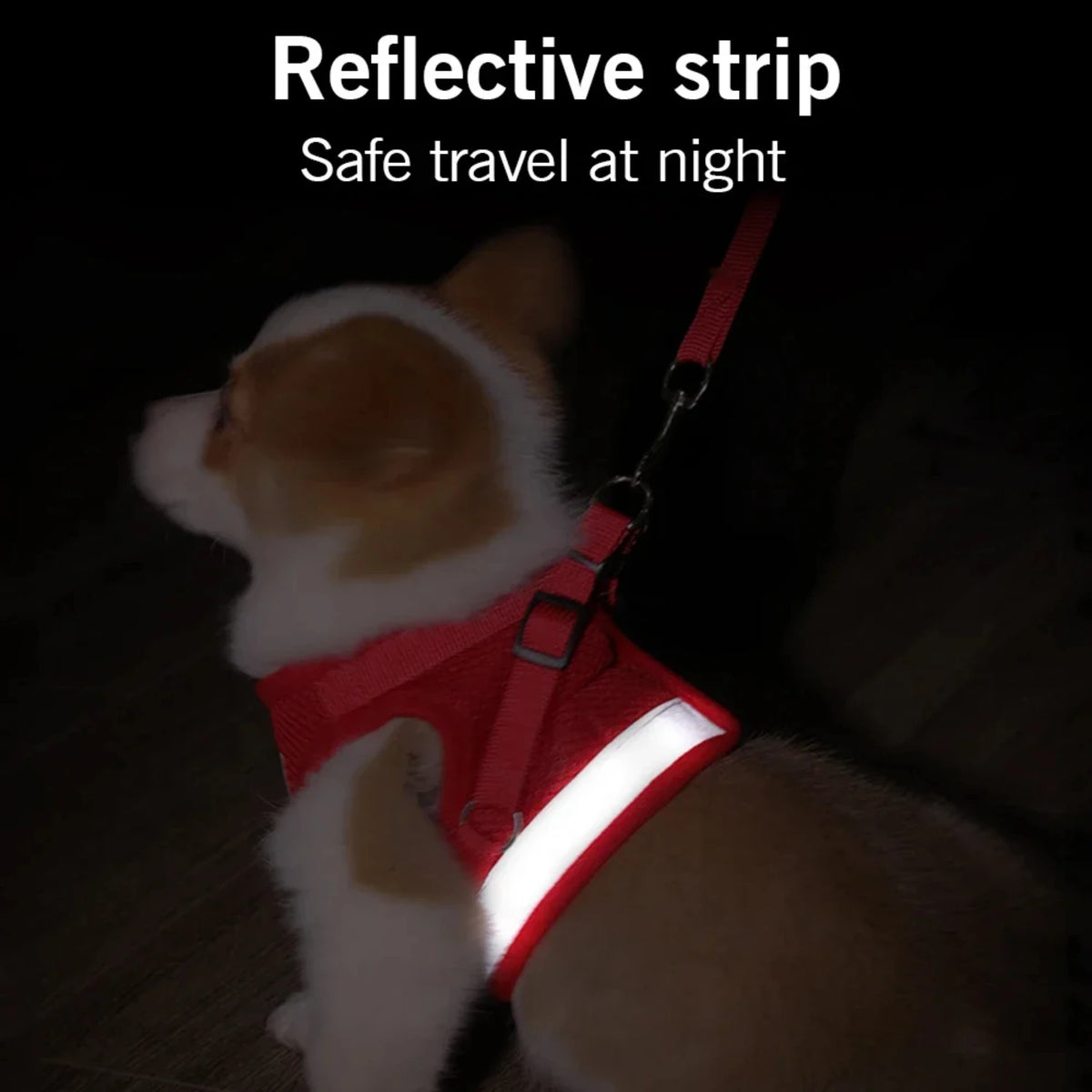 Reflective Adjustable Mesh Dog Harness Vest With Safety Leash