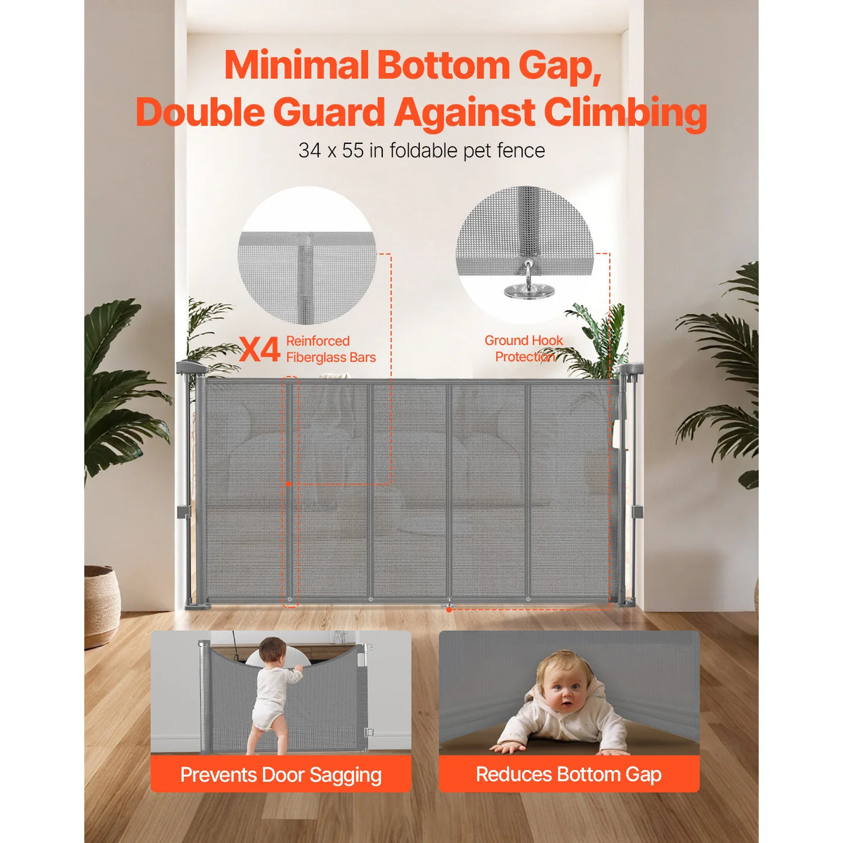SucceBuy Retractable Safety Gate Mesh Barrier For Kids And Pets
