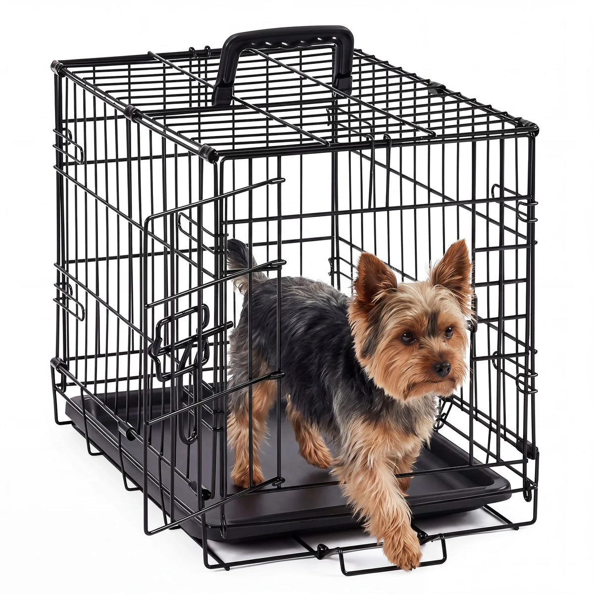 JHK Foldable Metal Dog Crate With Lock And Removable Tray