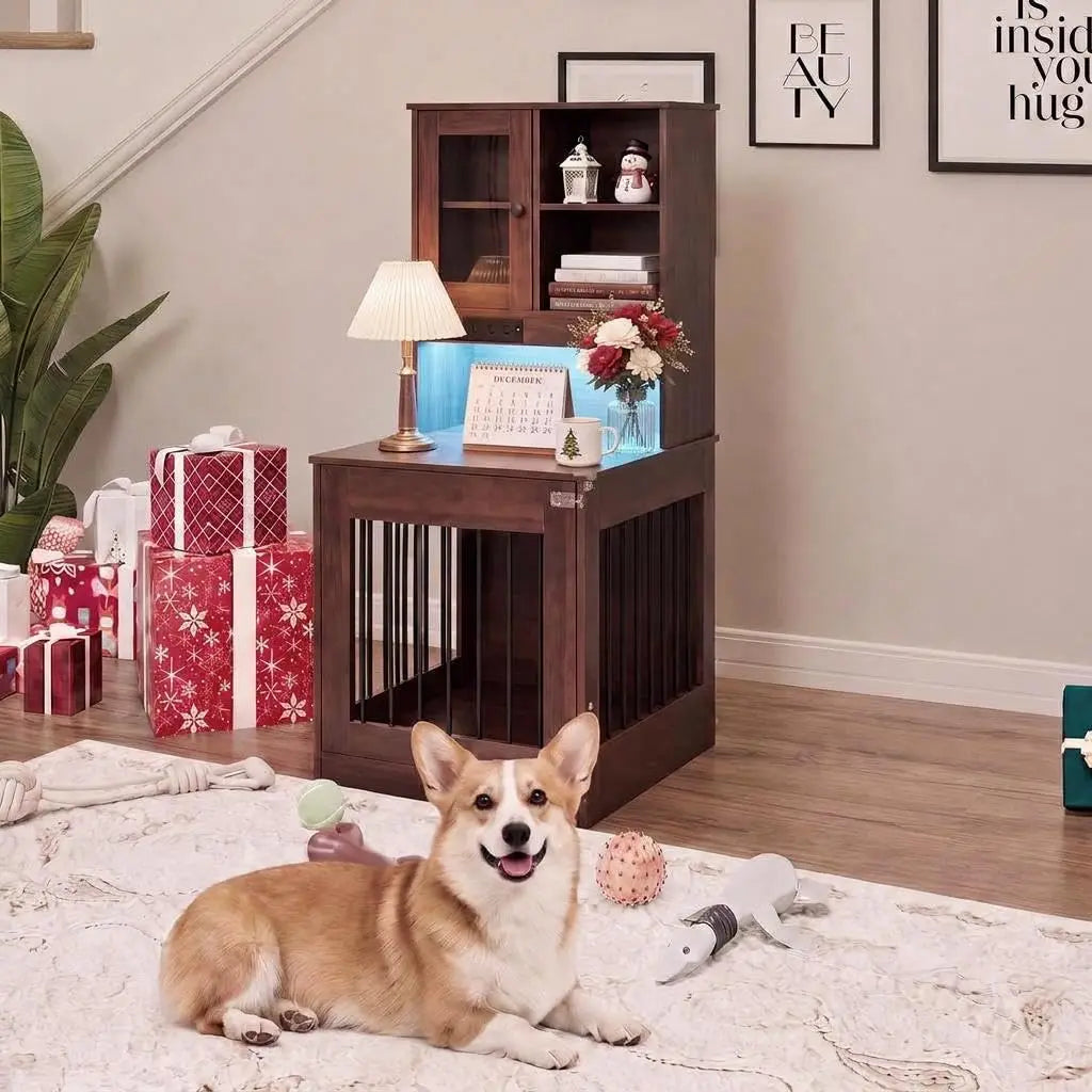 Premium Wooden Dog Crate Furniture And Nightstand For Small Dogs