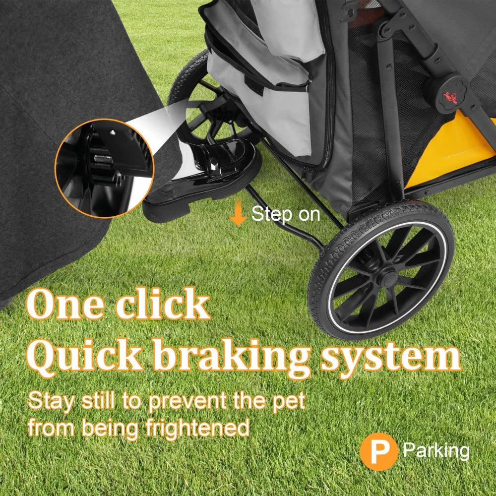 Foldable Pet Dog Stroller With Cup Holder And Removable Cushion