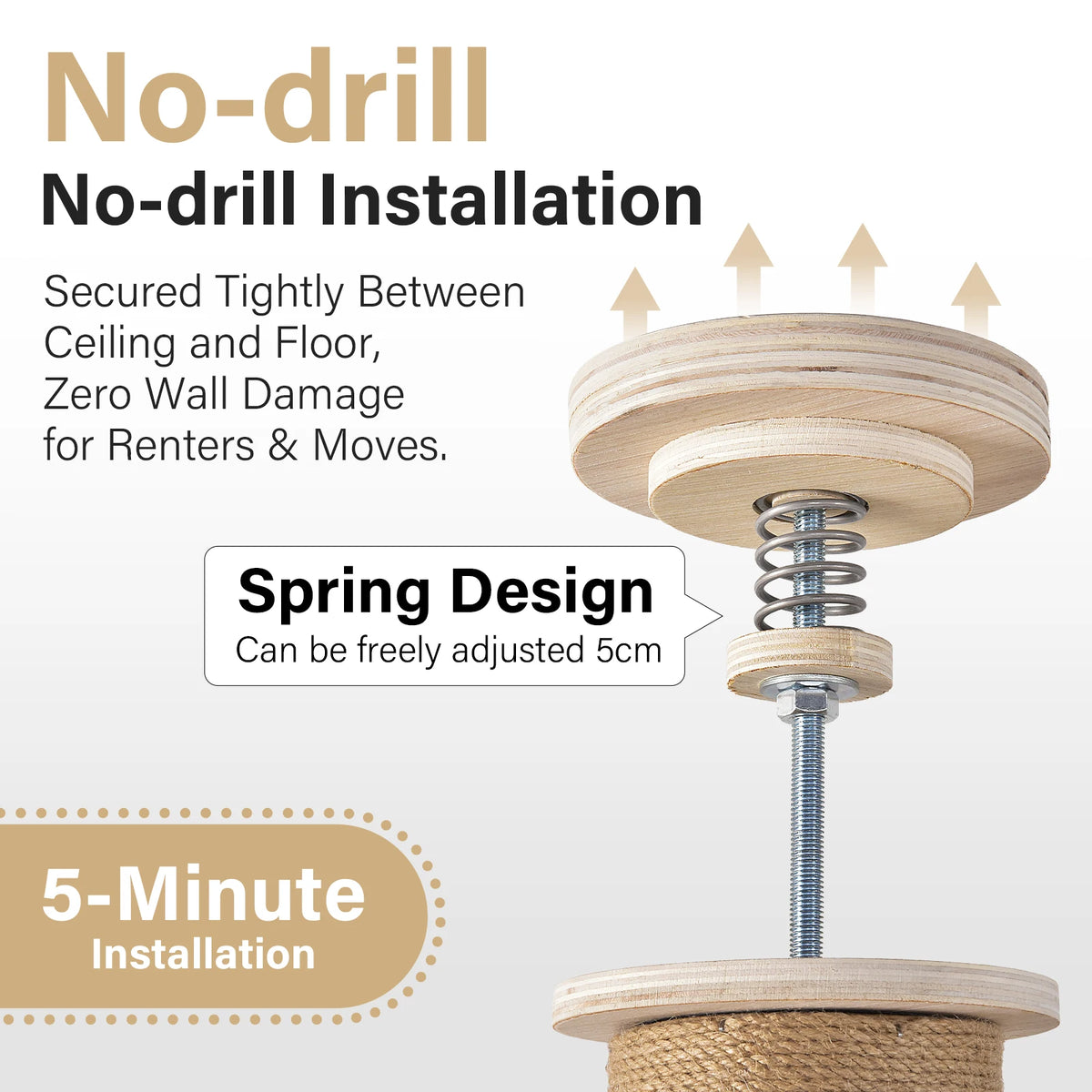 Multi Level Cat Tree With Hammock And Adjustable Scratching Post