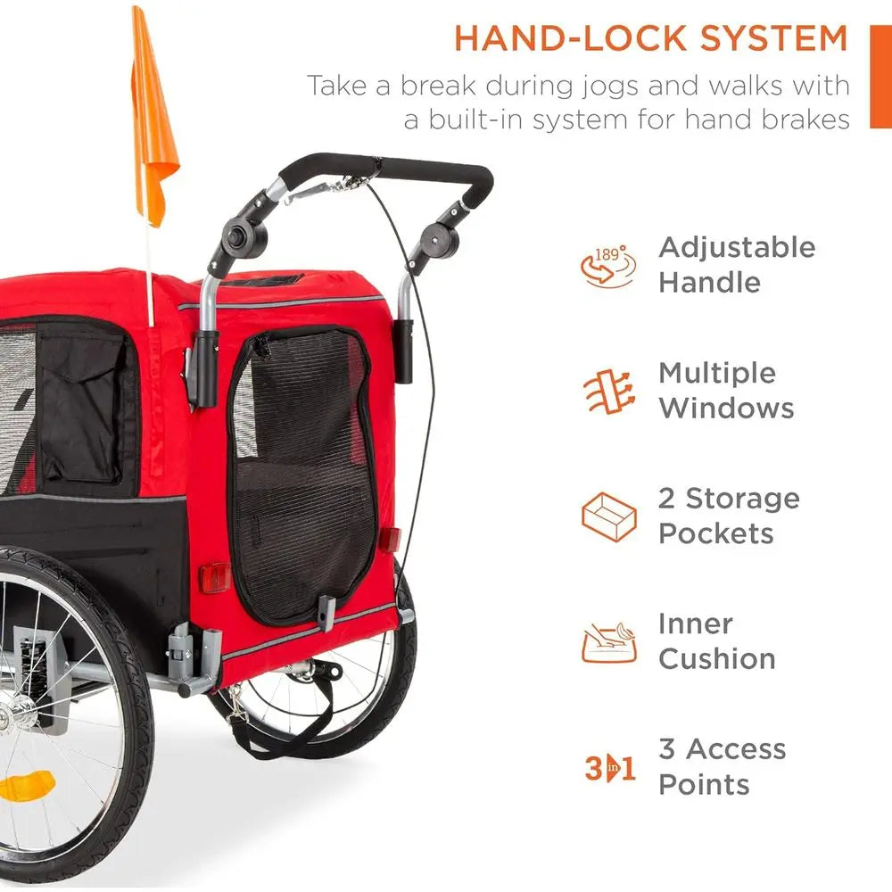 2-In-1 Dog Bike Trailer and Pet Stroller with Suspension