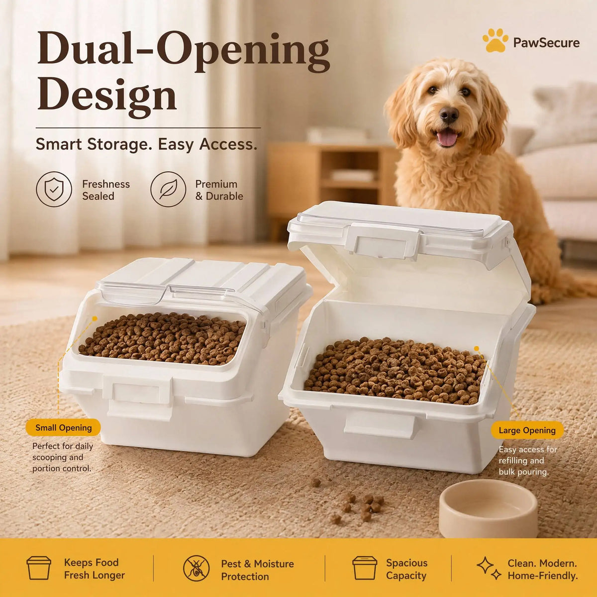 Airtight Pet Food Storage Container With Scoop For Dogs and Cats