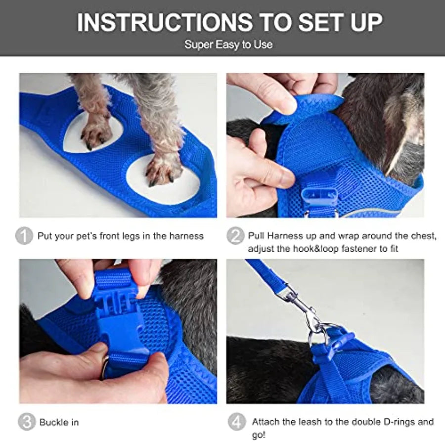 Breathable Soft Mesh Dog Harness With Adjustable Leash