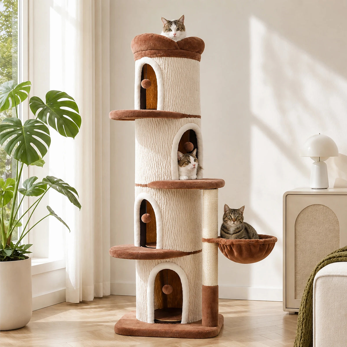 P Cat Tree With Spacious Condos Scratching Posts Cozy Beds