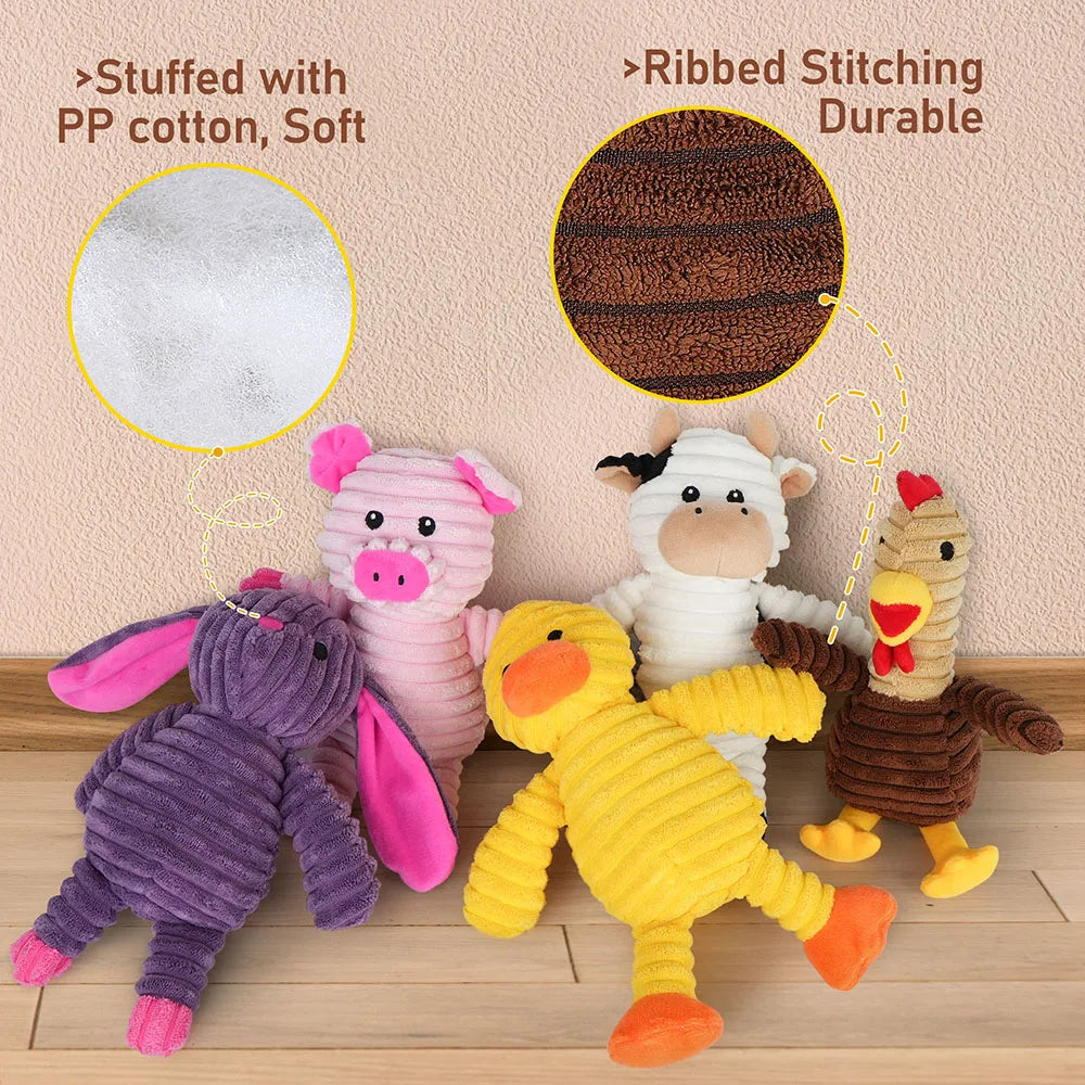 Premium Plush Squeaky Dog Toys Stuffed Chew Bundle For Pets