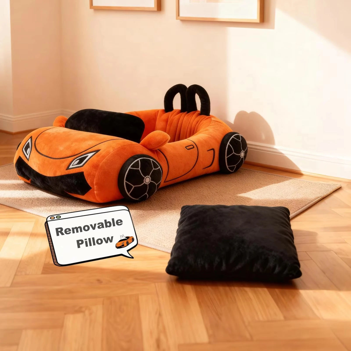 CWV Supercar Soft Fleece Pet Bed For Cats With Pillow