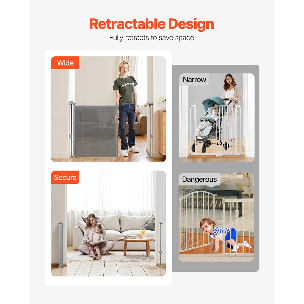 SucceBuy Retractable Safety Gate Mesh Barrier For Kids And Pets