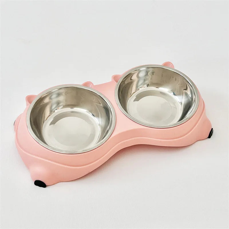 Stainless Steel Double Pet Feeder Bowl For Cats And Dogs