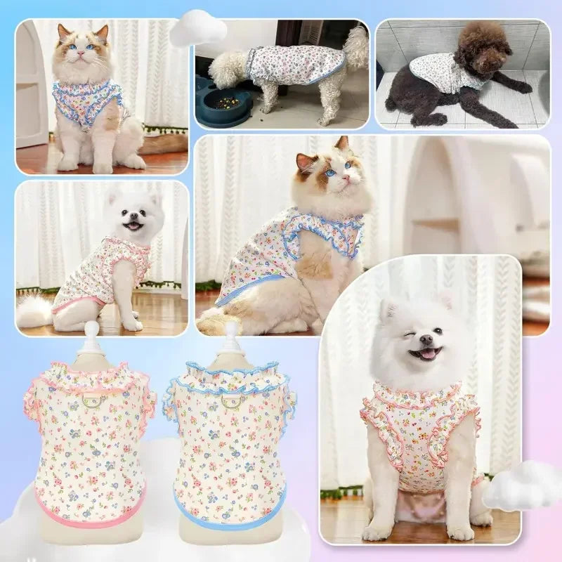 Breathable Summer Ruffle Sleeve Pet Shirt For Dogs And Cats