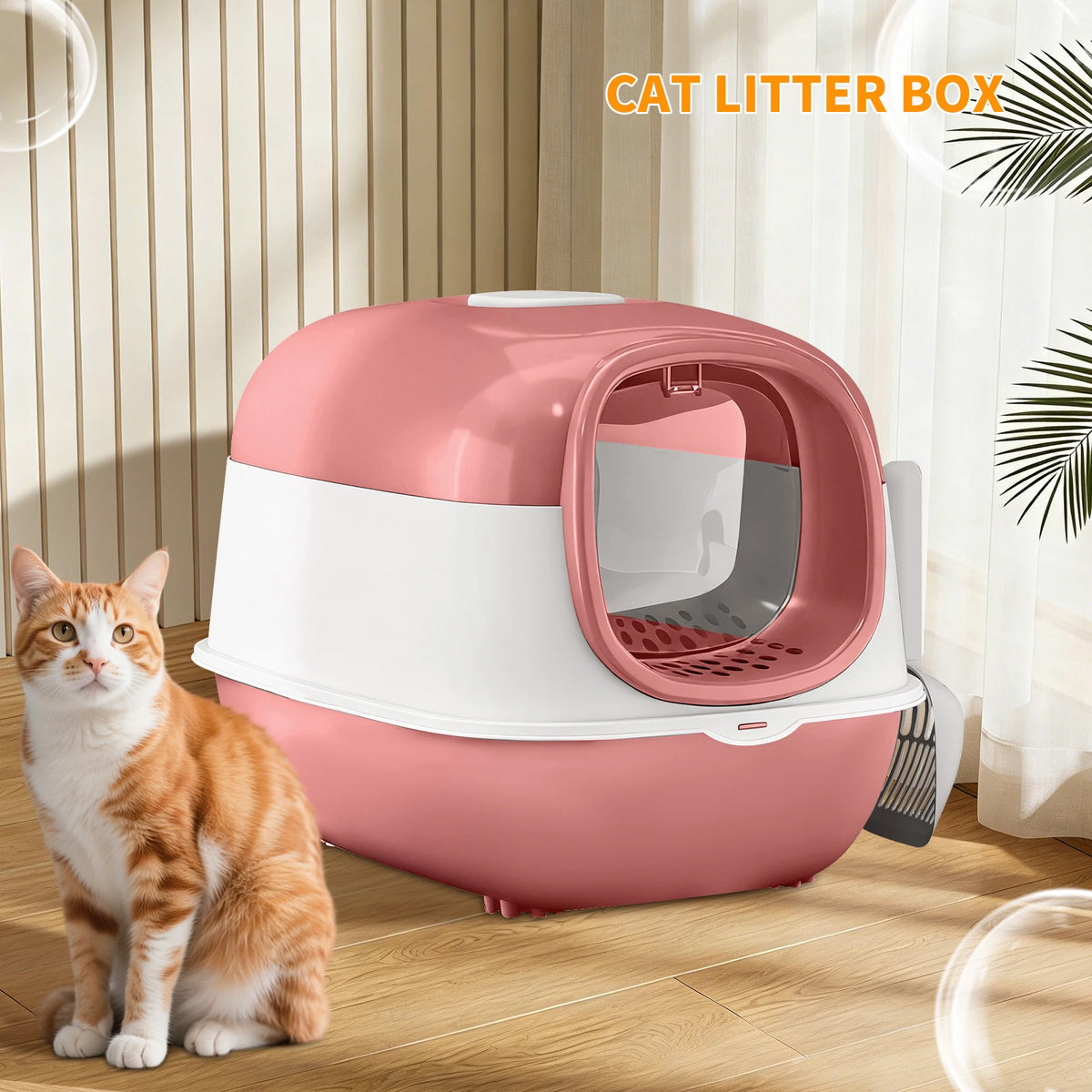 Switchable Open Semi Enclosed Plastic Cat Litter Box
