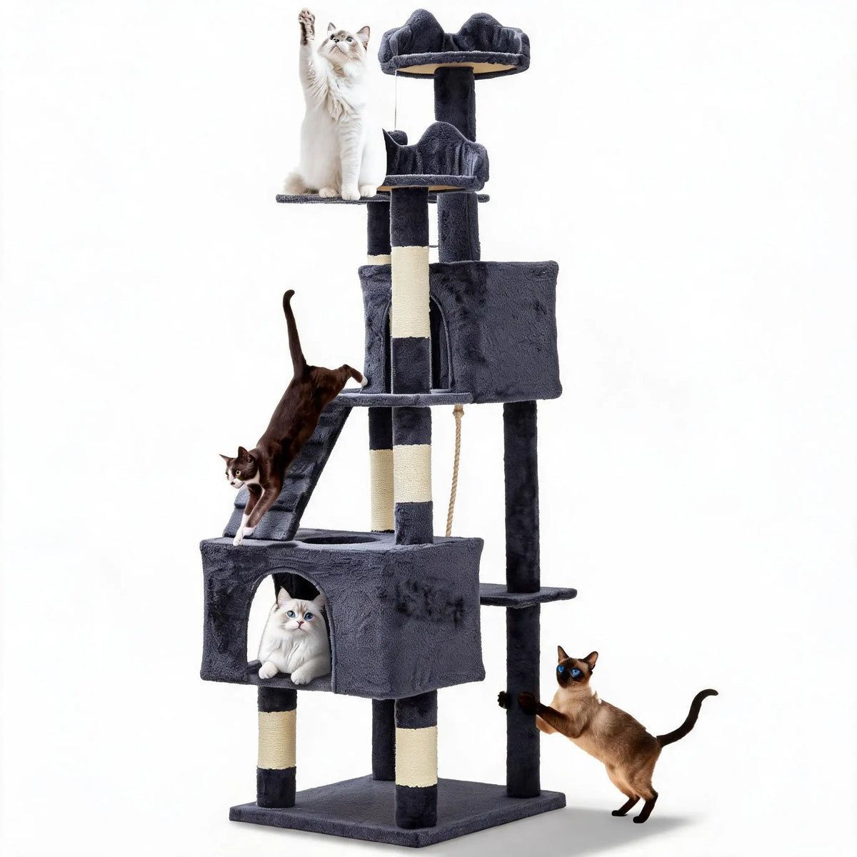 Cat Tree Tower with Sisal Scratching Posts, Condos and Perches