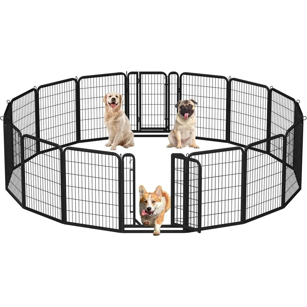 Heavy Duty Metal Dog Playpen With Secure Door And Easy Setup