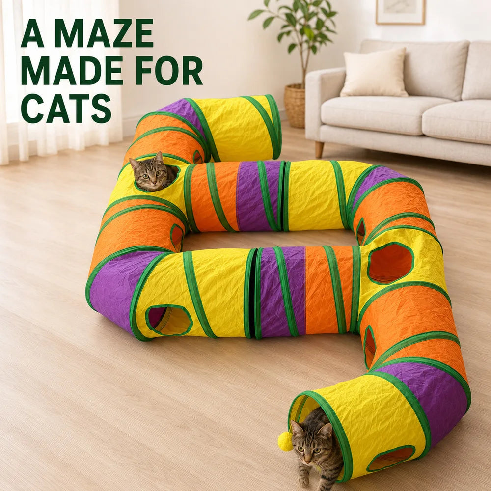 Zoe Connectable Foldable Cat Tunnel Maze Interactive Playset