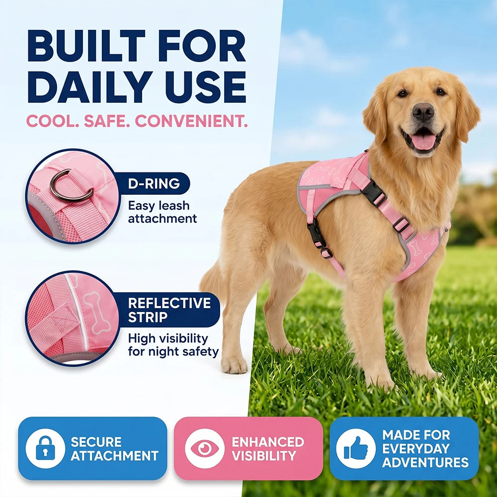 Pet Cooling Vest With Replaceable Cooling Packs For All Breeds