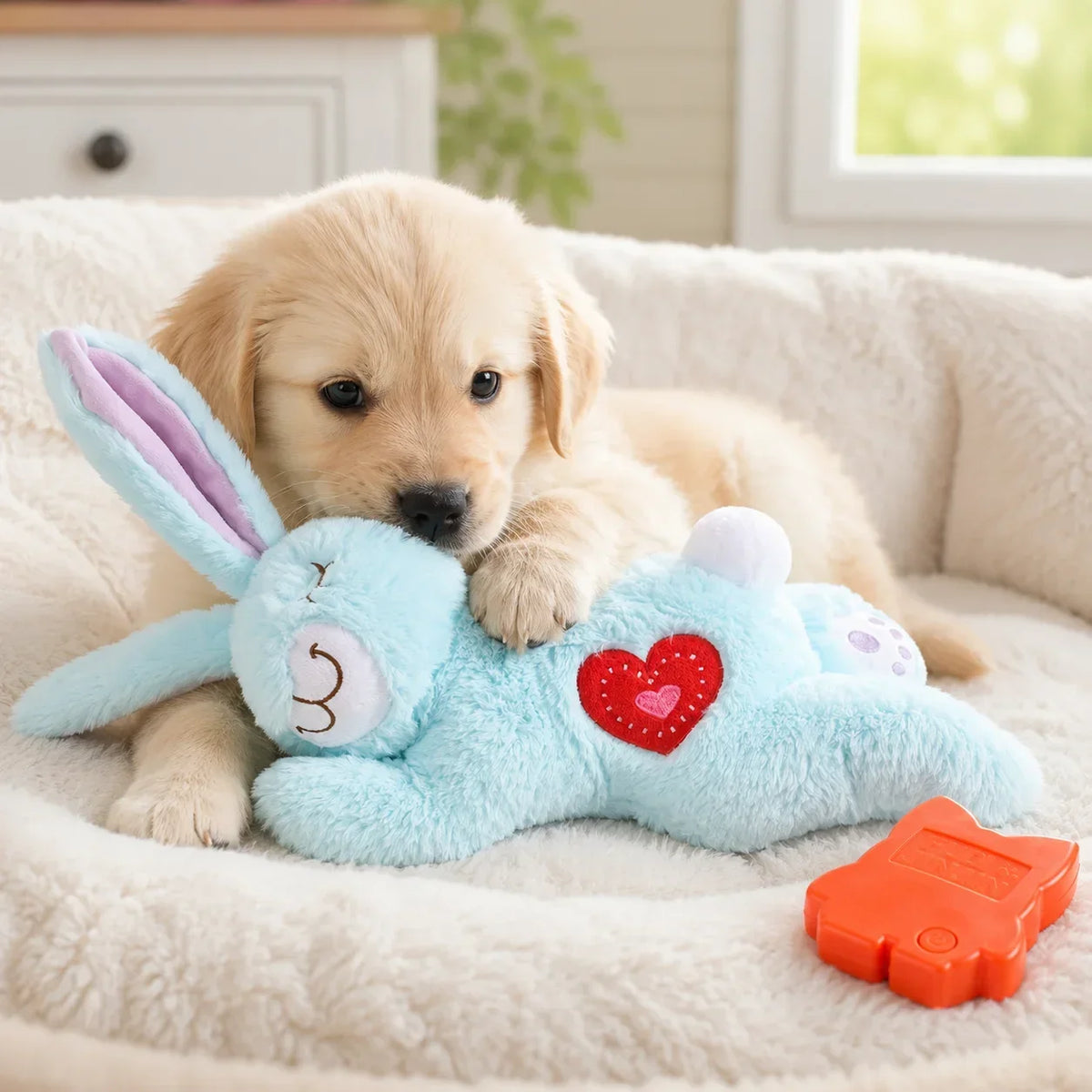 Bunny Plush Dog Heartbeat Toy Puppy Anxiety Relief Calming Pillow