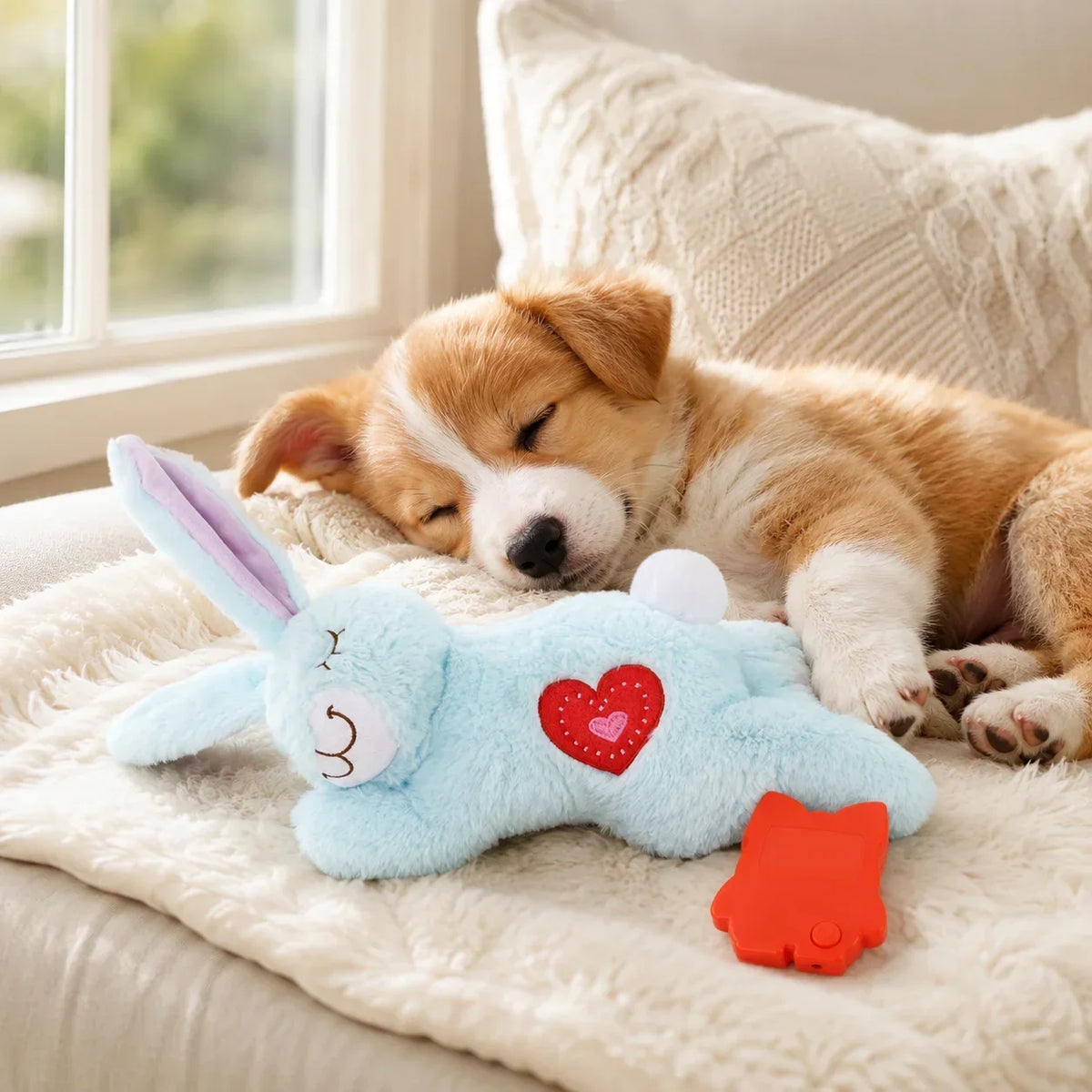 Bunny Plush Dog Heartbeat Toy Puppy Anxiety Relief Calming Pillow