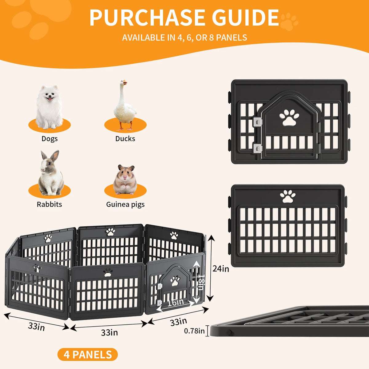 Jhk Expandable Dog Playpen Portable Durable Pet Fence Indoor Outdoor