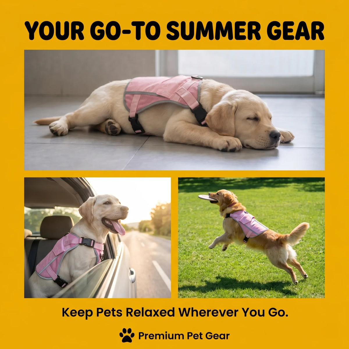 Premium Dog Cooling Vest With Freezer Packs For Summer Outdoors