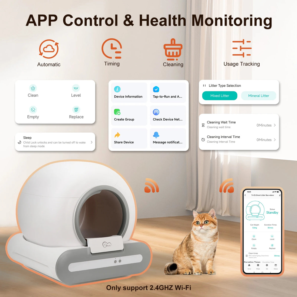 DOEL Automatic Self Cleaning Cat Litter Box With App Control