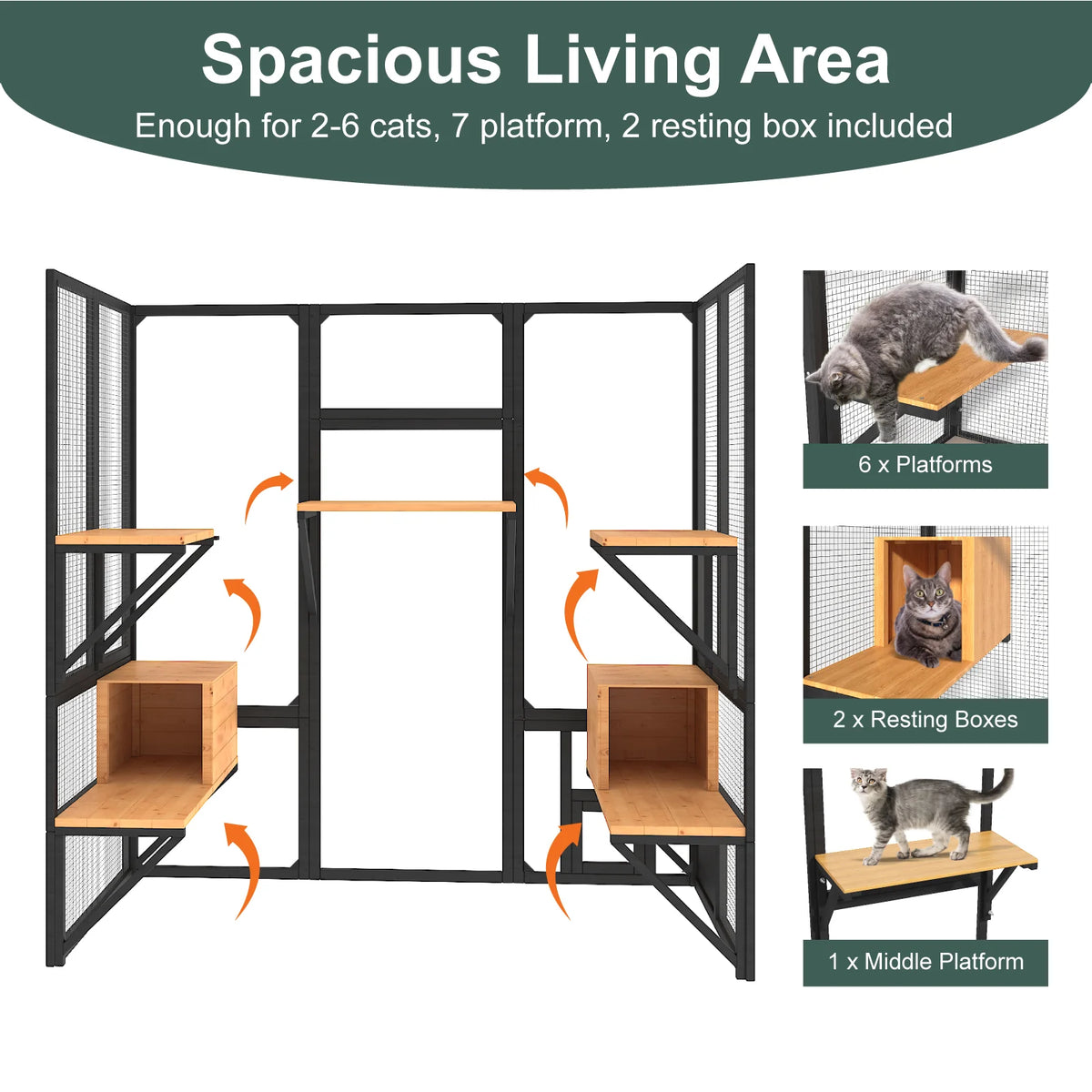 Waterproof Outdoor Cat Catio Walk In Platforms And Boxes
