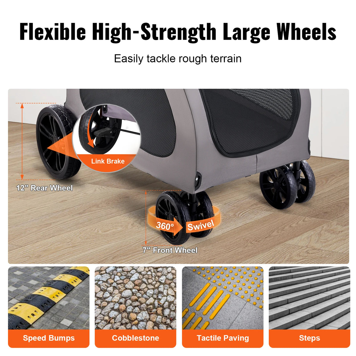 SucceBuy Portable Pet Stroller Carrier With Mesh Windows