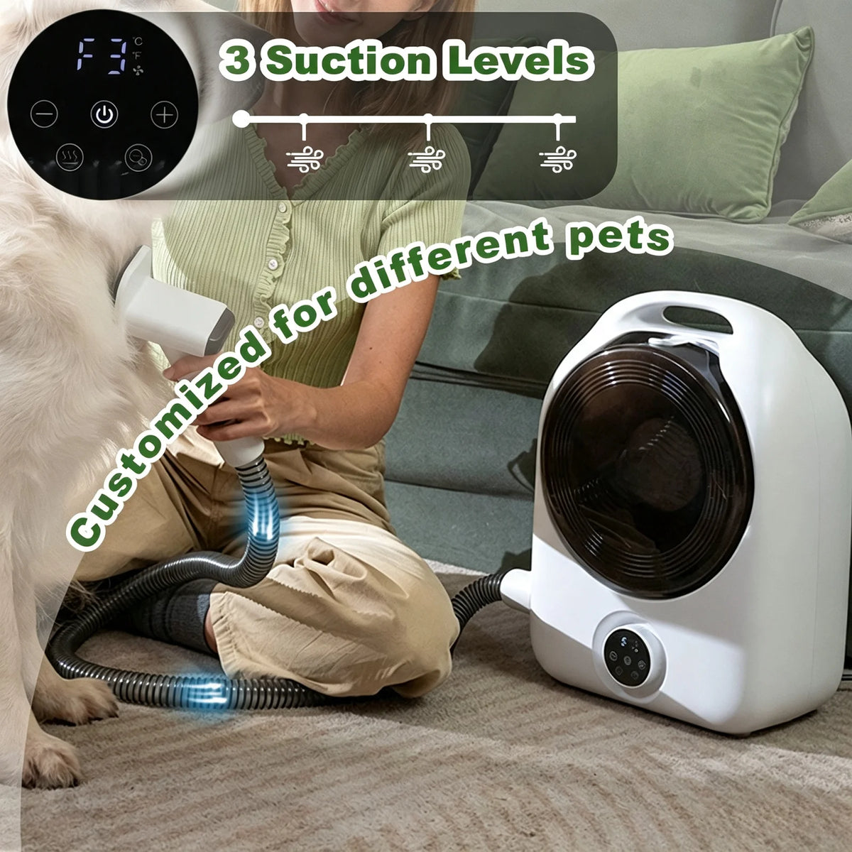Professional Five In One Pet Grooming Vacuum Dryer Kit