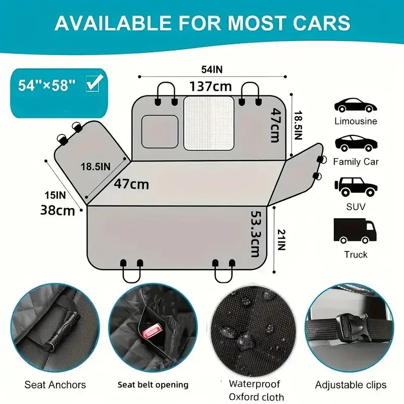 Waterproof Nonslip Dog Car Seat Hammock Cover With Scratch Protection