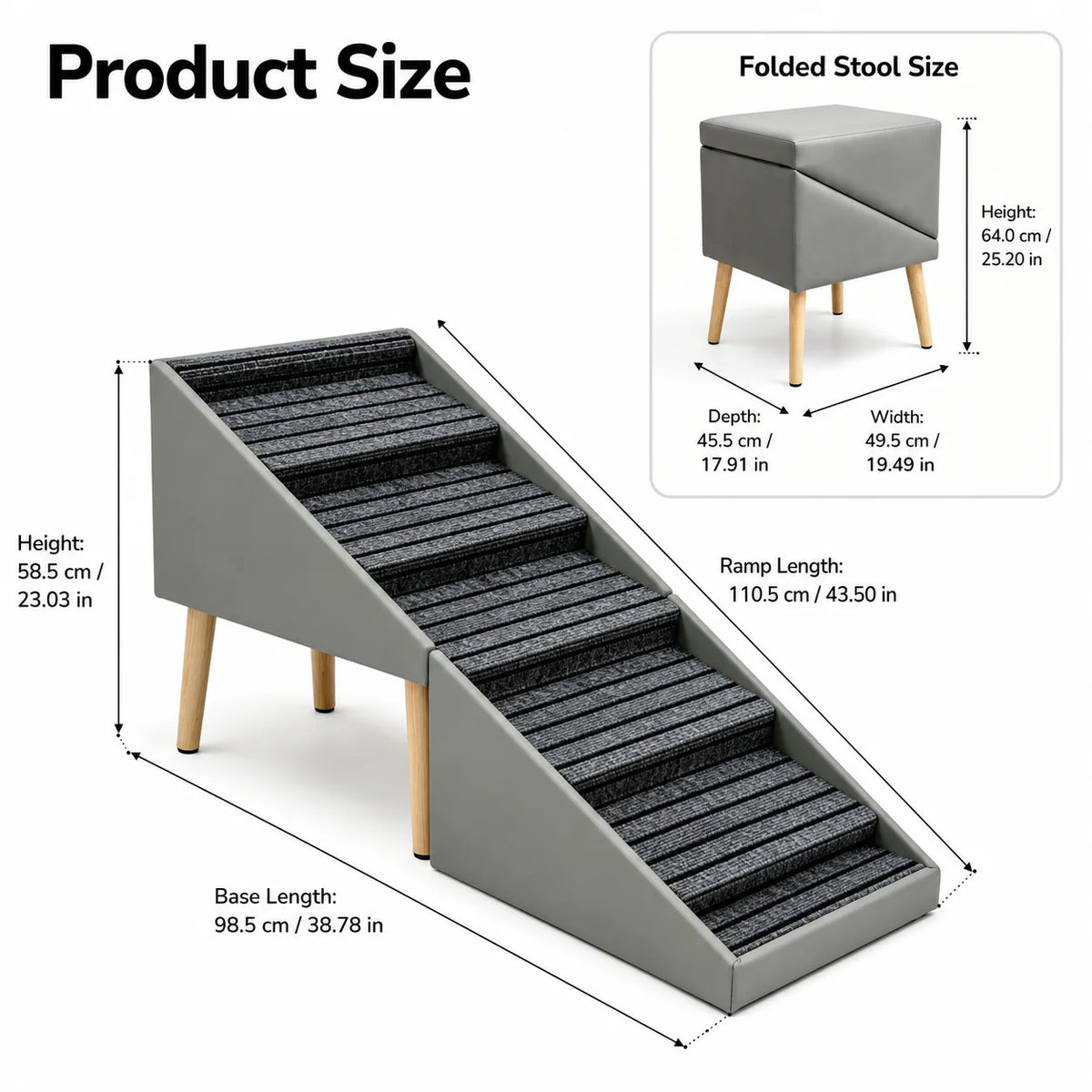 Foldable Wooden Dog Stairs For Bed And Sofa Access Ramp