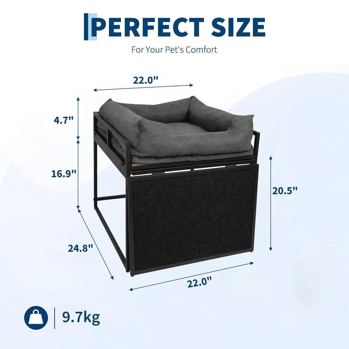 Elevated Dog Bed Platform With Cushioned Ramp And Sturdy Frame