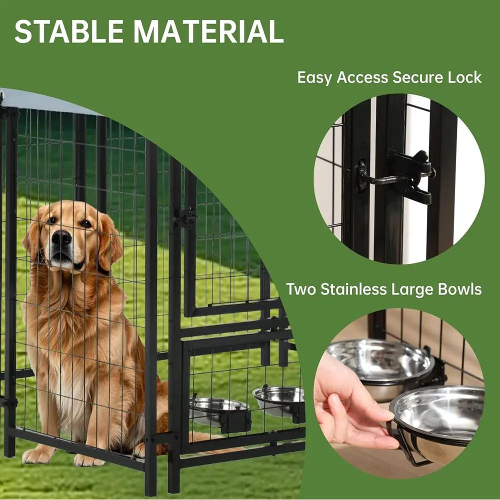 Heavy Duty Outdoor Steel Dog Kennel with Secure Lock