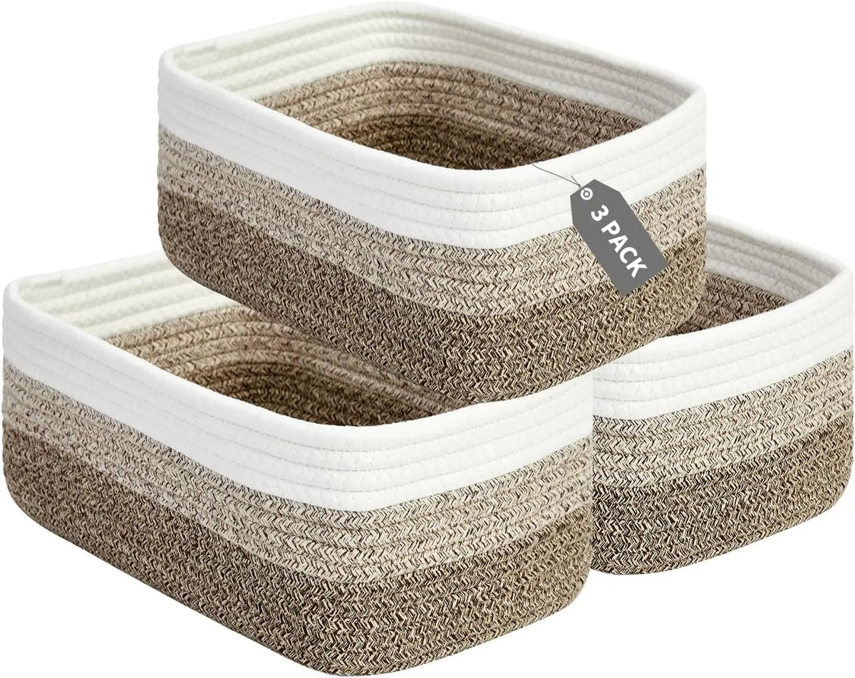 Garvee Woven Cotton Rope Storage Baskets Set of 3 Organizer