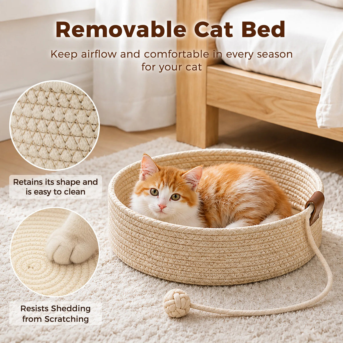 PAWZ Road Wooden Cat Tree With Scratching Posts Removable Bed