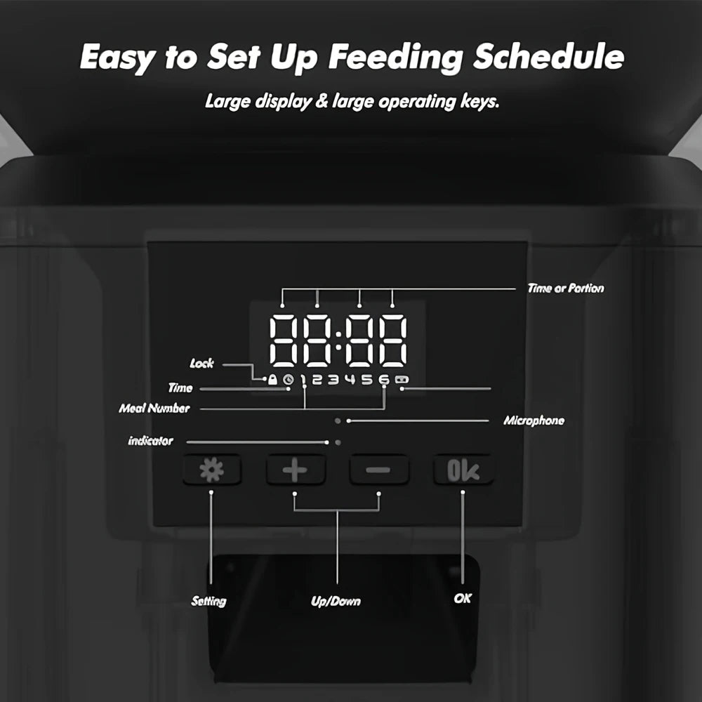 Nityers Automatic Pet Feeder With Voice Recording And Stainless Bowl