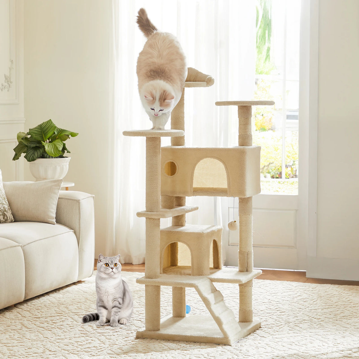JHK Multi Tier Cat Tree Tower With Sisal Scratching Post Platform