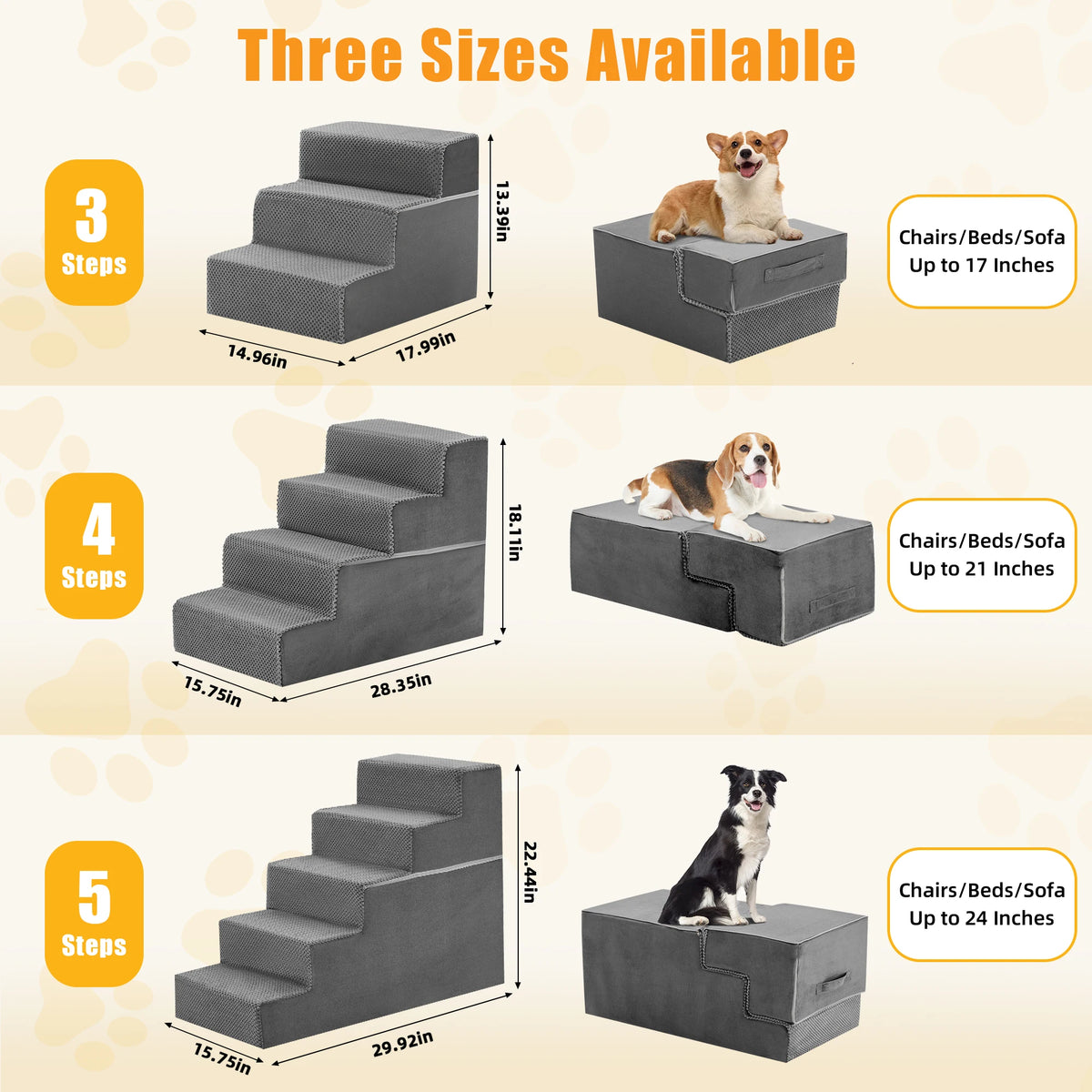 Curved Foam Dog Stairs Ramp for Gentle Indoor Pet Climbing