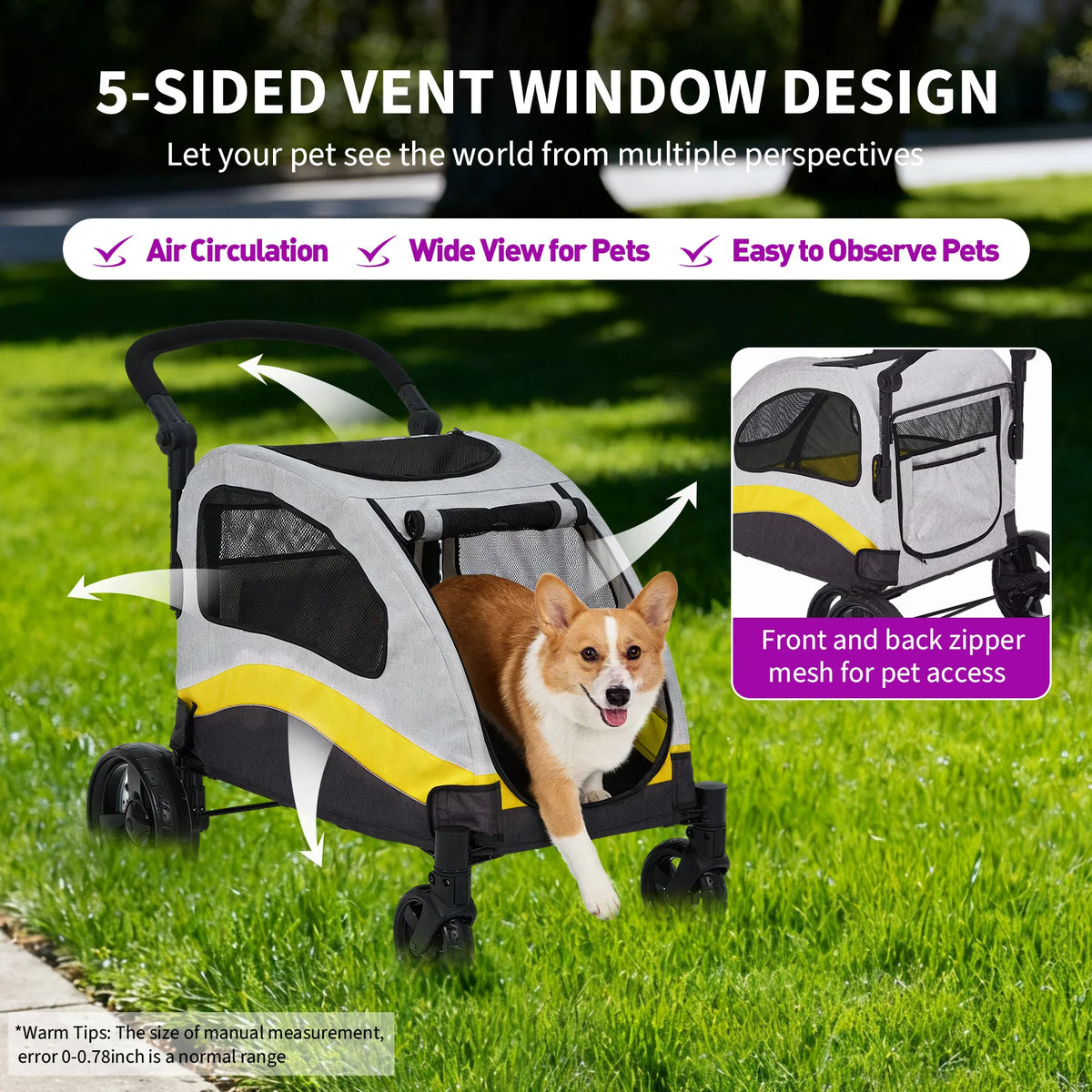 Extra Large Collapsible Dog Stroller with Shock Absorbing Wheels