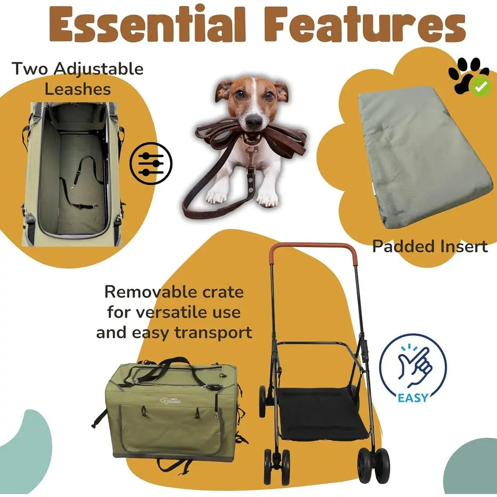 Foldable 2 In 1 Pet Stroller And Portable Travel Carrier
