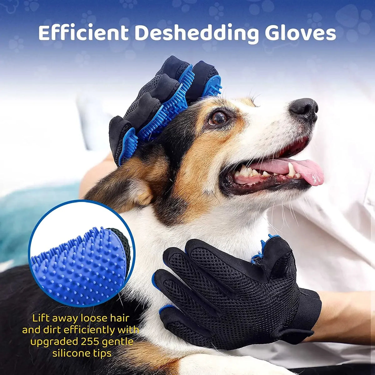 Pet Grooming Glove for Hair Removal on Cats and Dogs