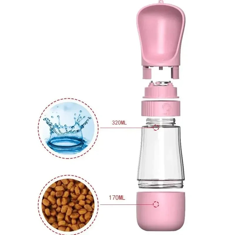 Glass Pet Water And Food Dispenser Bottle Portable For Dogs