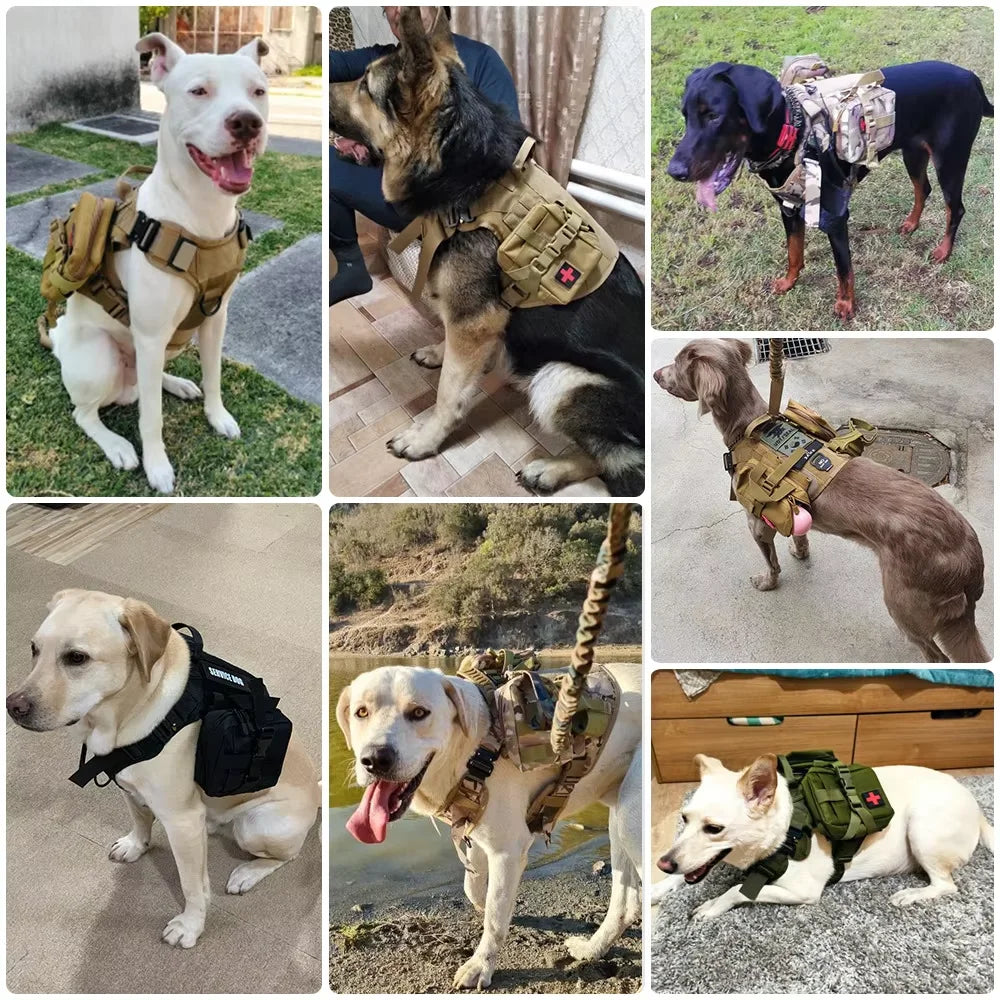 Petavel Nylon Tactical Dog Molle Pouches Harness Set