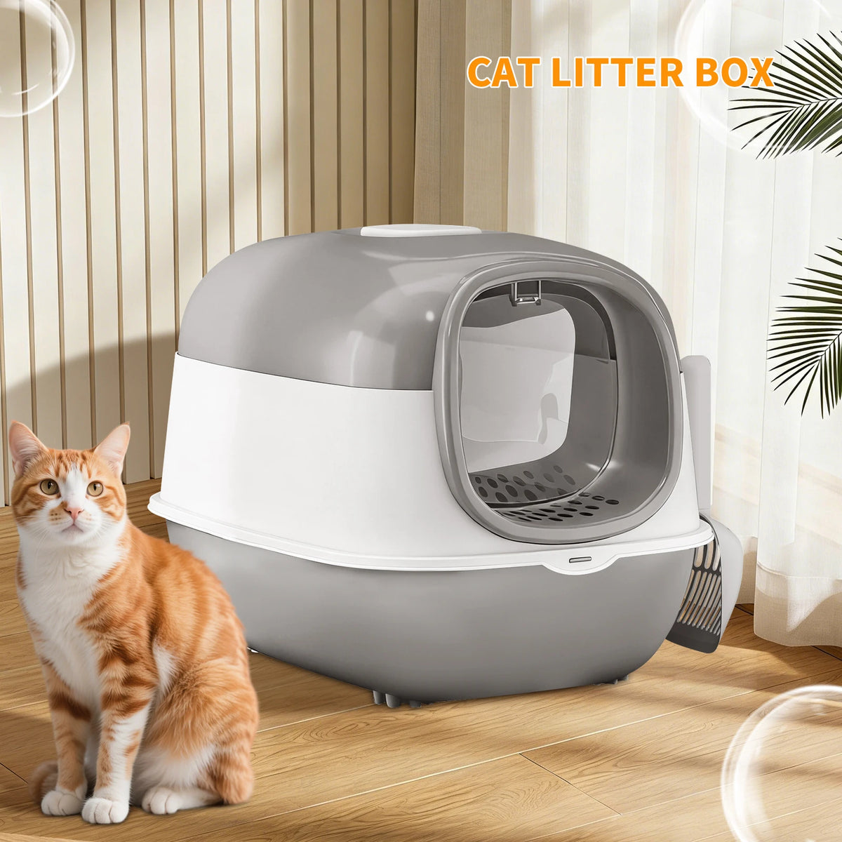 Switchable Open Semi Enclosed Plastic Cat Litter Box