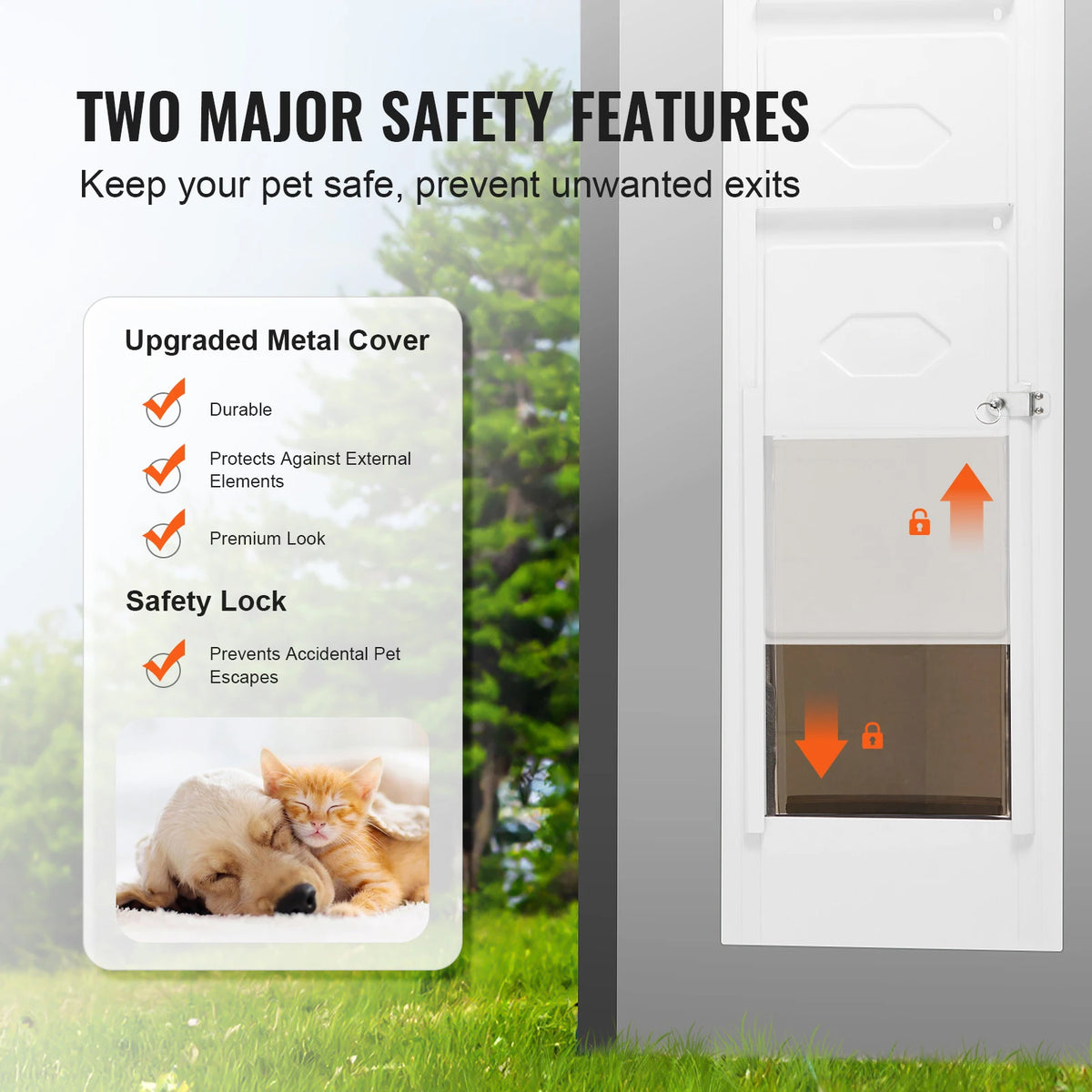 SucceBuy Adjustable Sliding Glass Door Pet Door With Aluminum Frame
