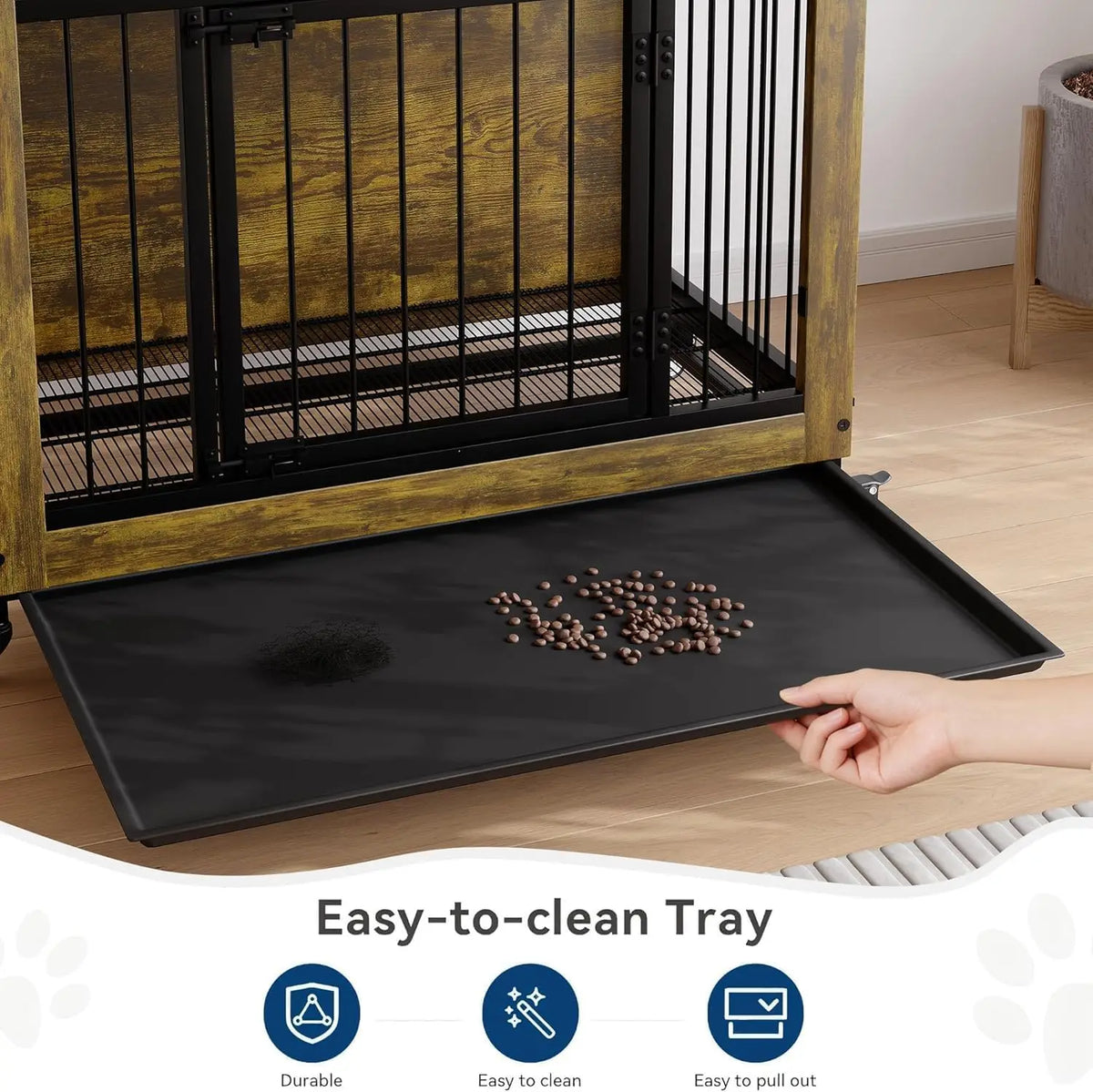 ANIXOL Wooden Dog Crate Furniture With Removable Tray Divider