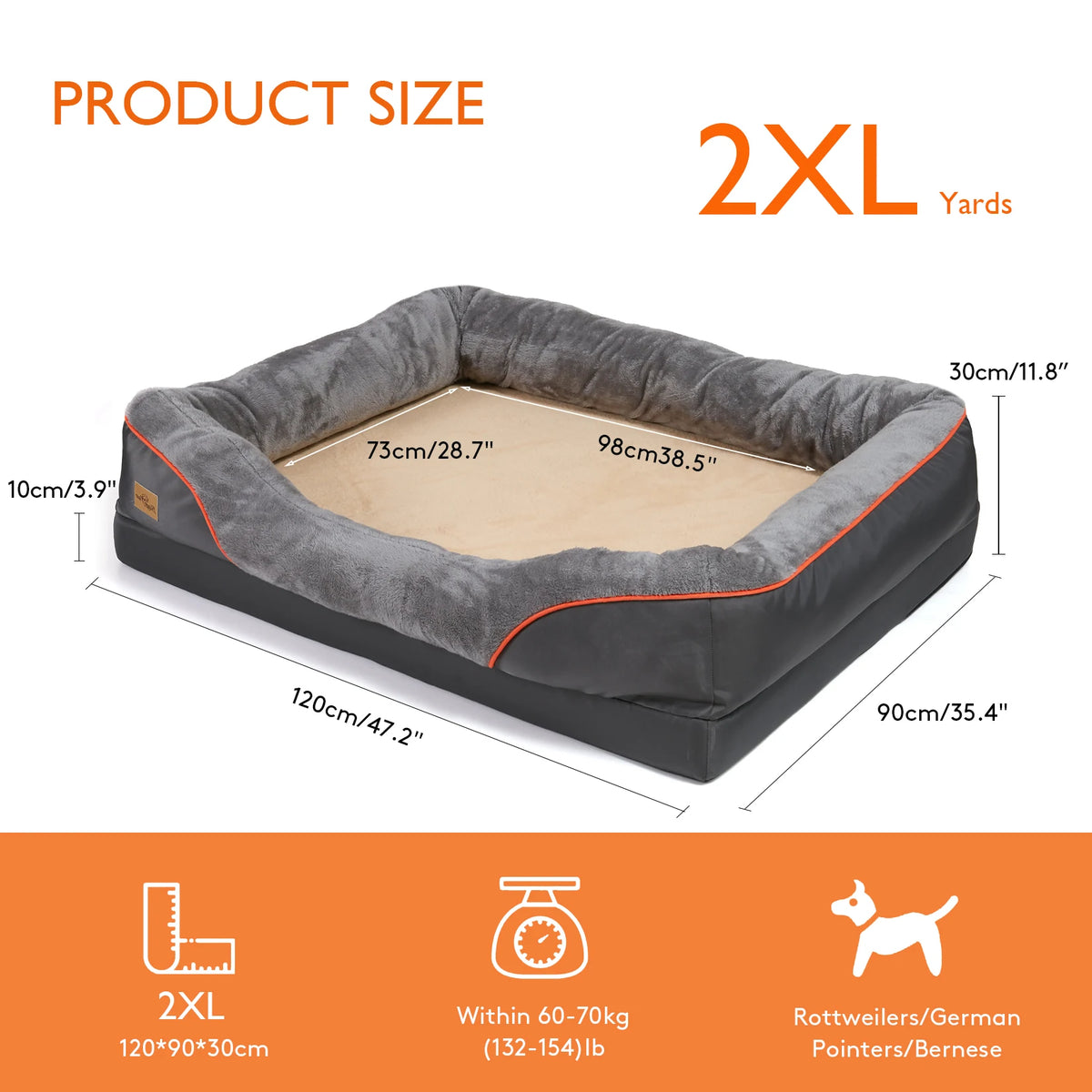 BINGOPAW Waterproof Washable Foam Dog Bed With Removable Cover