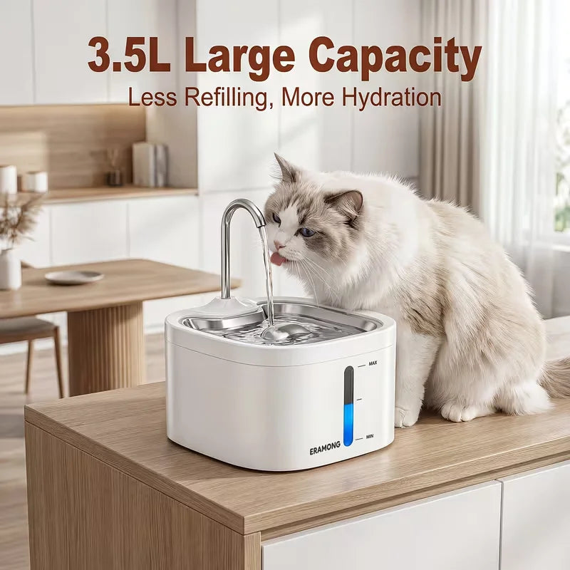 Automatic Stainless Steel Pet Water Dispenser With Tray