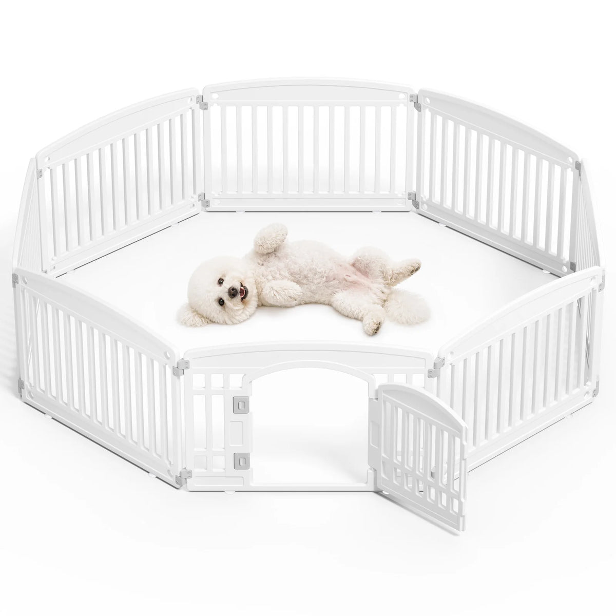 JHK Plastic Dog Playpen Expandable Durable Portable Pet Fence