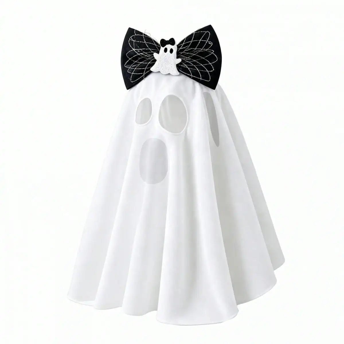 Funny Dog Halloween Ghost Costume With Bow Accessory For Pets