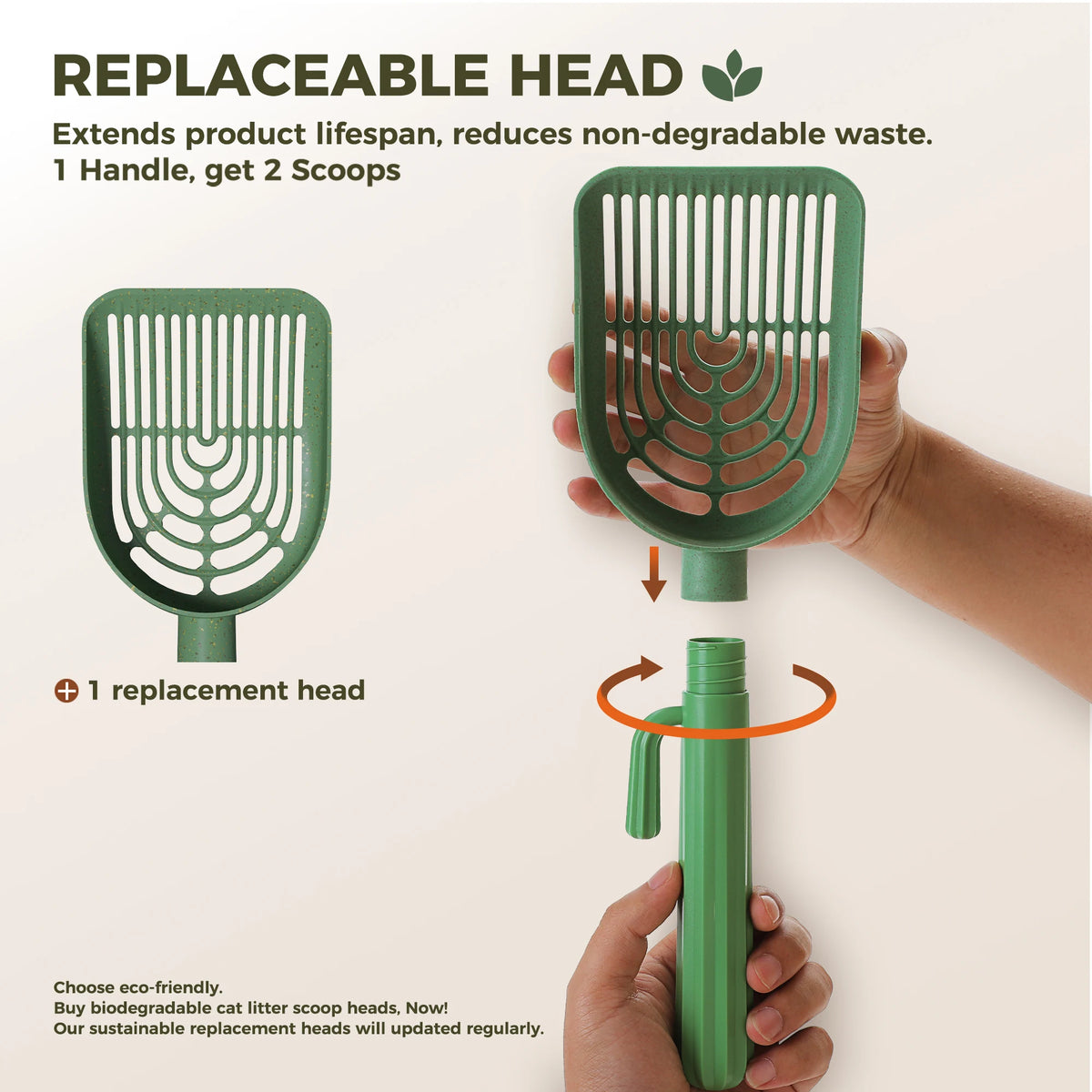 Cactus Cat Litter Scooper With Integrated Holder And Storage